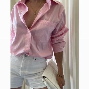 Emma Button-Down Shirt 👚 | Soft Pink | Large